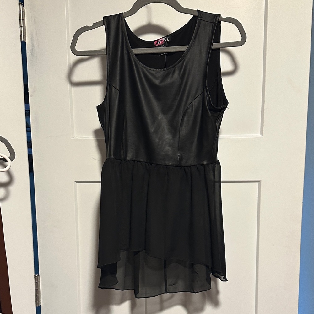 Lipstick Boutique Black Faux Leather Top
